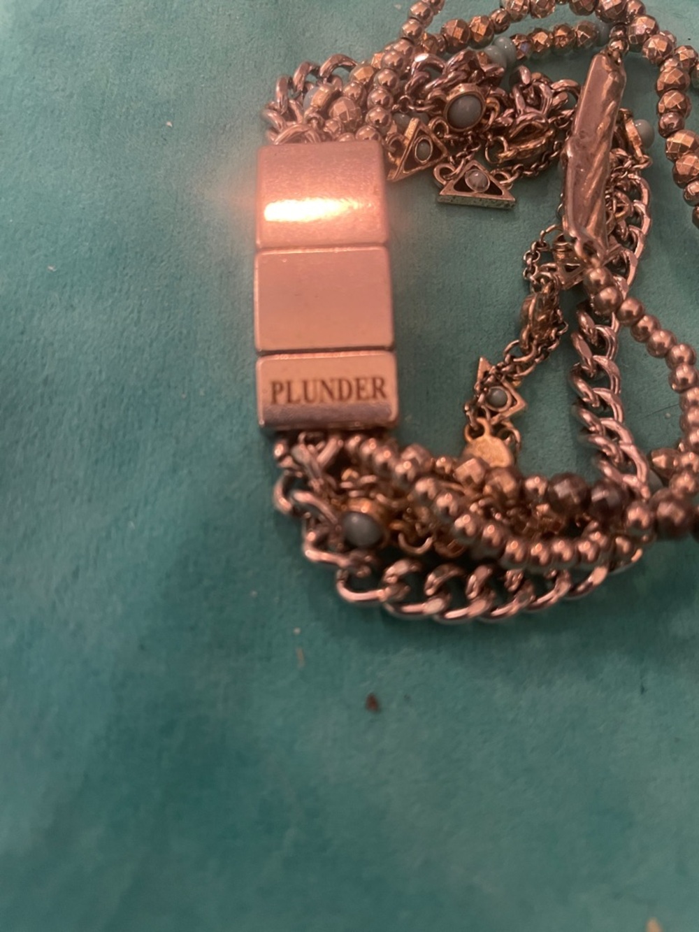 Plunder (Elijah) Multi-Strand Silver and Light Blue Beaded Bracelet- Magnetic - Picture 2 of 2
